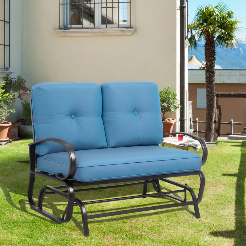 Adelphia Wicker Outdoor Glider, Blue