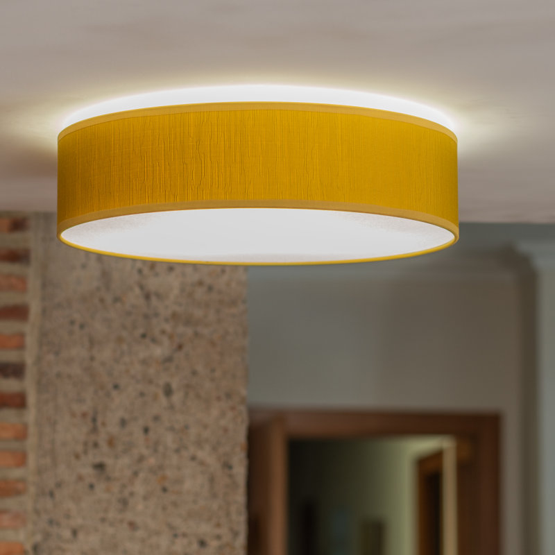 Doce Fabric Flush Mount, Mustard
