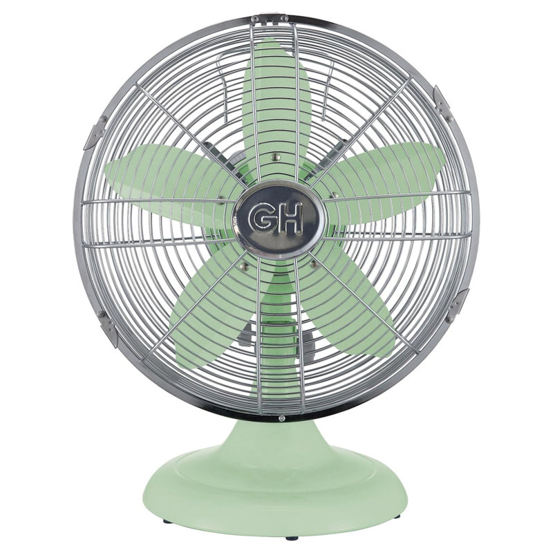 Good Housekeeping's All-Metal 12" Retro Desk Office Table Fan with Wide Oscillation, 3-Speed Settings & Carrying Handle (Multiple Finishes Available)