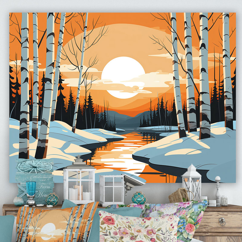 Paysage d'hiver Bolt - Paysage d'hiver, Toile tendue, H 16 po x l 32 po x P 1 po