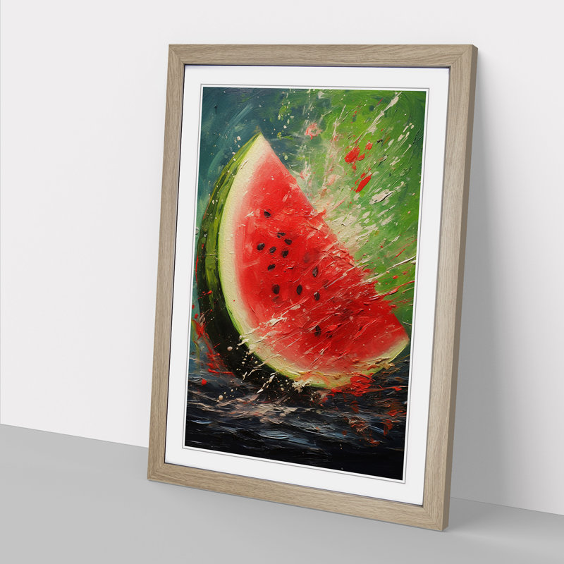 Watermelon Impressionism - Framed Print, Oak , 64cm H x 46cm W x 2cm D