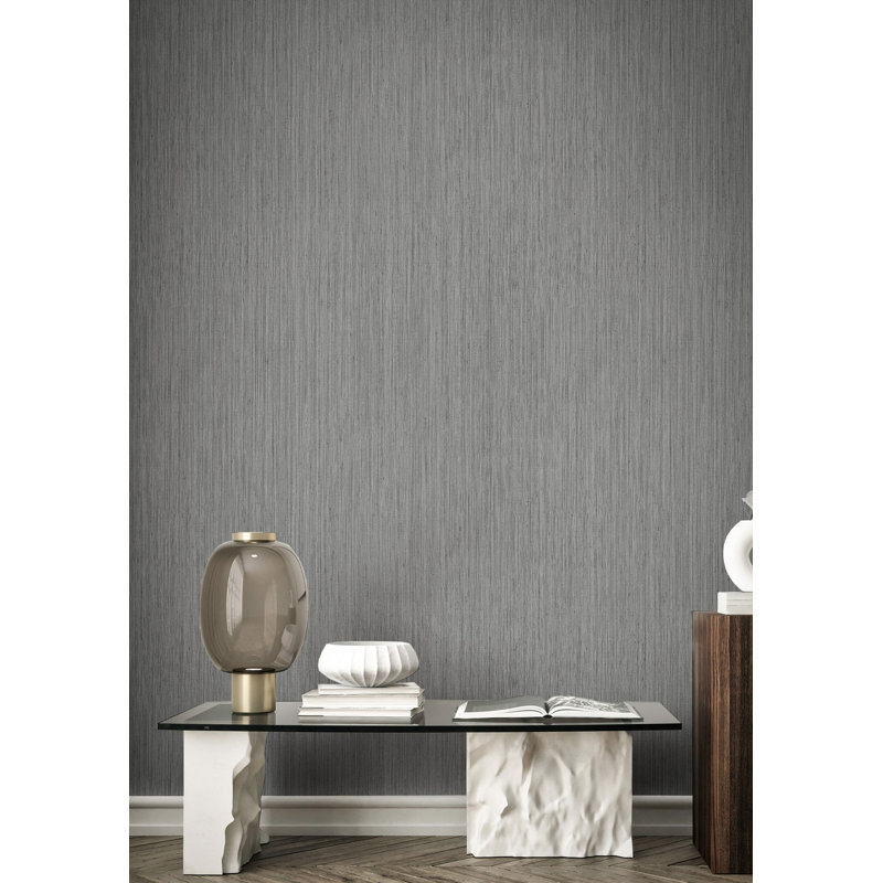 Tarn Stripe Texture Wallpaper, Dark Grey