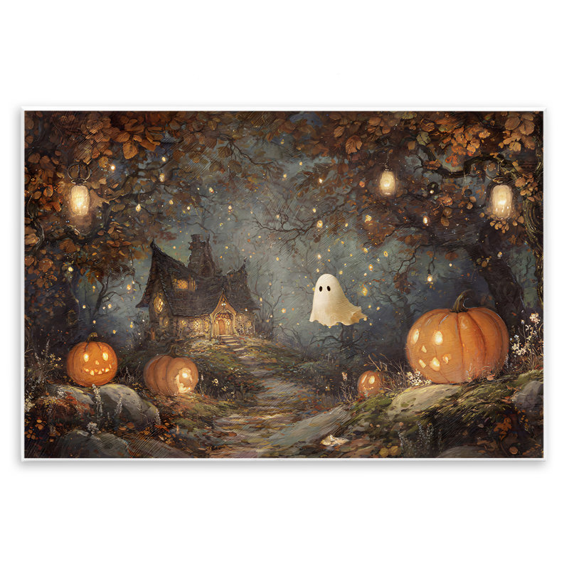 " Cute Ghost Haunting Cottage " Graphic Art Print