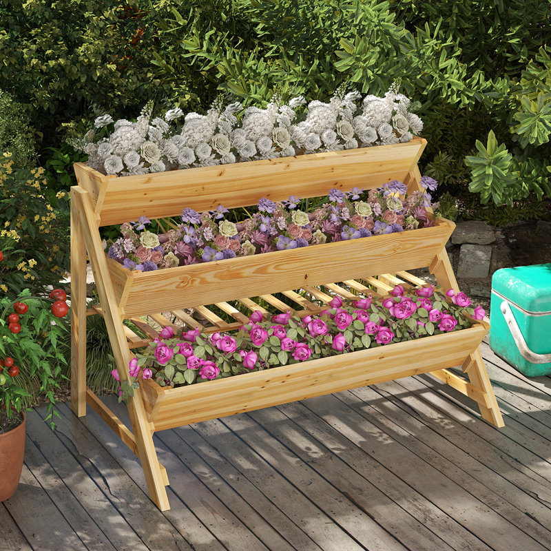 Lit de jardin vertical en bois à 3 niveaux avec ensemble de lit surélevé Kace 