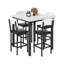 Ensemble de table de salle à manger pour 4, table à hauteur de comptoir et 4 tabourets de bar, ensemble de salle à manger de cuisine moderne, avec chaises rembourrées, blanc, gris-1321621391-1321621386-1321621388