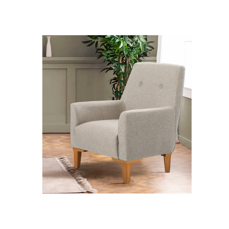 Fauteuil à oreilles, Naturel, Mélange de polyester beige Nampreet