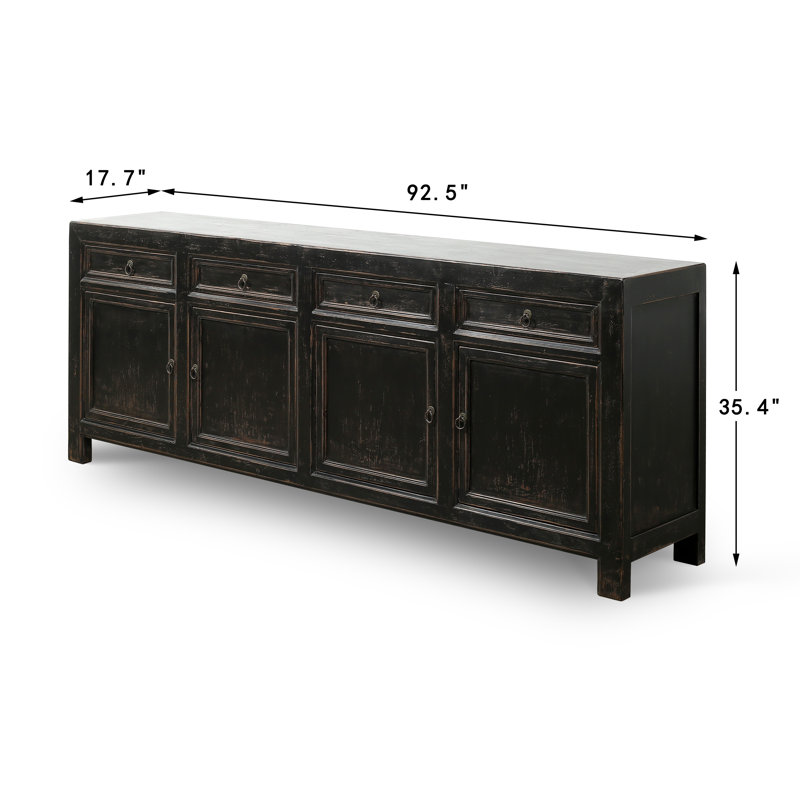 93'' W Solid Wood Sideboard, Matte Black