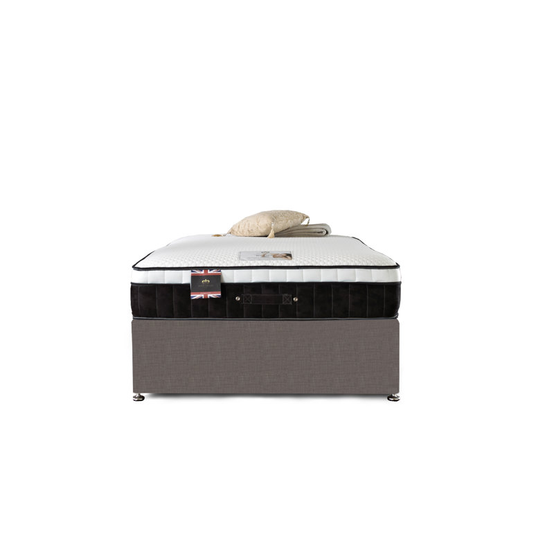Aspelare Pocketsprung Divan Bed Set, Slate Grey Linen, No Storage, Double (4'6)