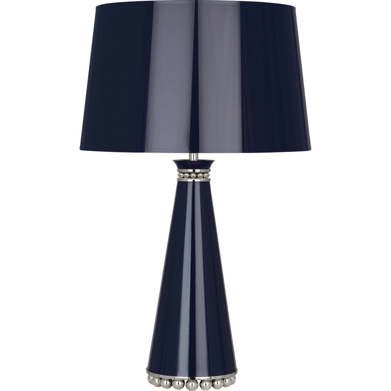 Pearl Table Lamp, Navy Polished Nickel Base/Navy Shade
