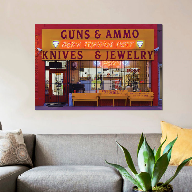 « facade bob commercial », reproduction de photo sur toile, H 18 po x l 26 po x P 1,5 po, Toile tendue, Pas de tapis
