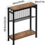 Petite table d'appoint pour petit espace, table de bout étroite à 3 niveaux avec porte-revues, table de chevet mince, brun rustique