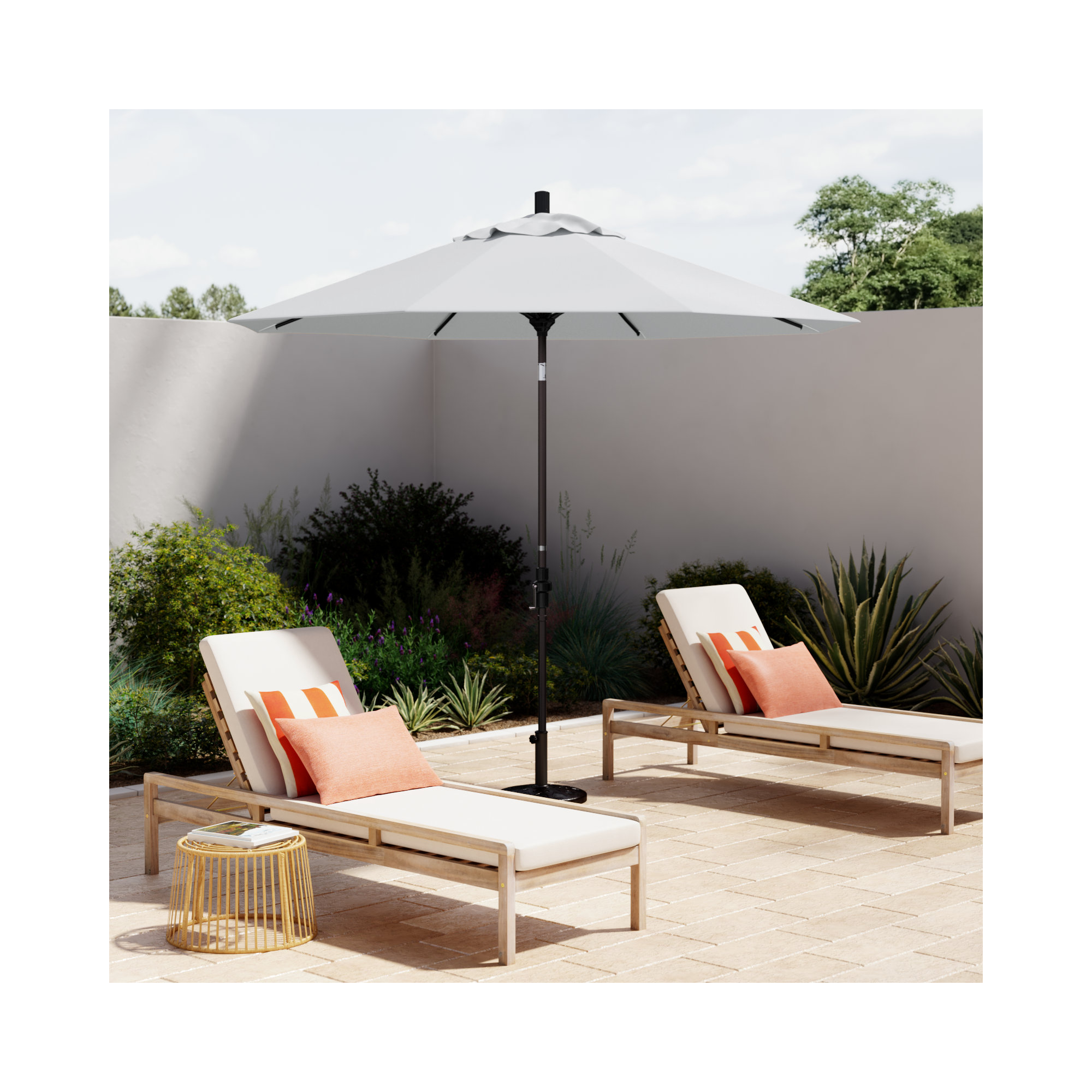 Roverta 9' Market Sunbrella® Umbrella, Canvas Natural Sunbrella® Canvas, Black