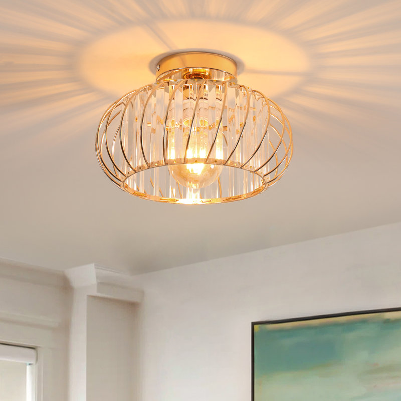 28CM Crystal Iron Small Flush Mount, Gold