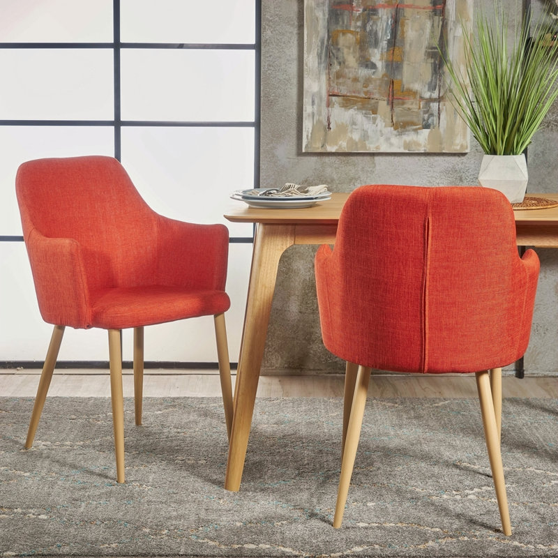 Chaise de salle à manger, Orange, Naturel