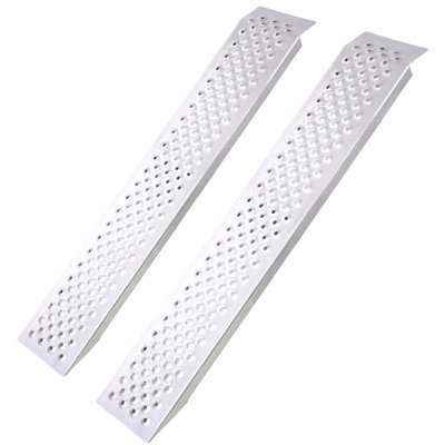 4FT Aluminum Shed Ramps 2PC, Outdoor Loading Ramps for Shed Curb Steps Stairs, Golf Cart Ramps, Four Wheeler Ramps for Hand Truck, Bicycle, Motorcycle, Riding Mower, 880 Lbs Capacity 