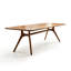 Table de salle à manger rectangulaire à double piétement en bois massif brun-1239047299