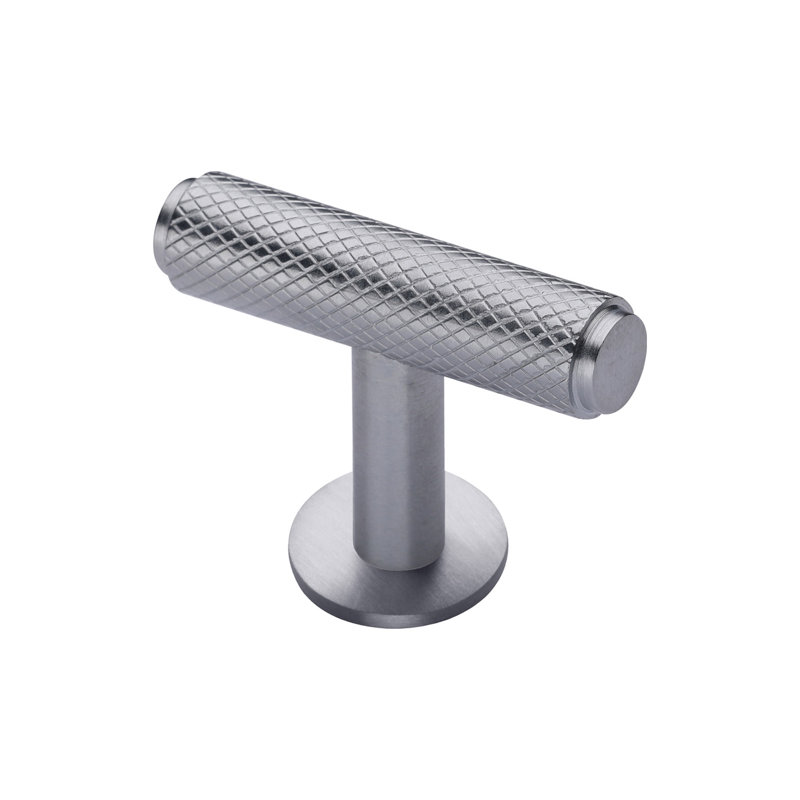 Heritage Brass Cabinet Knob Knurled T-Bar Design with Rose 45mm
