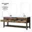 80 po Large meuble-lavabo double large, chêne gris, comptoir en quartz blanc, robinet et 36 miroirs, robinet, meuble-lavabo à finition double scellée à la main