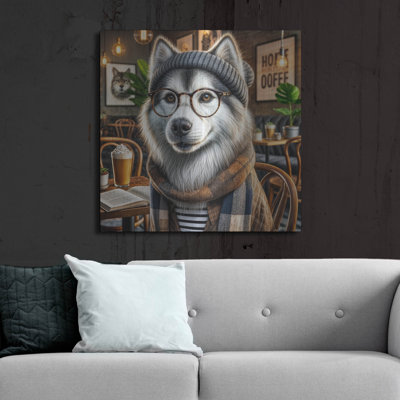 'Hipster Dog - Siberian Husky' by Rey Klimt Metal Wall Art