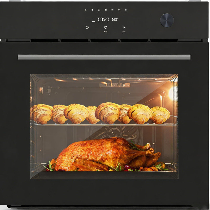 24" Electric Wall Oven, 2.5 Cu.Ft Convection Single Oven, 3000W 240V Built-in with 8 Cooking Modes, Touch Control, Timer, Safety Lock, ETL Certified