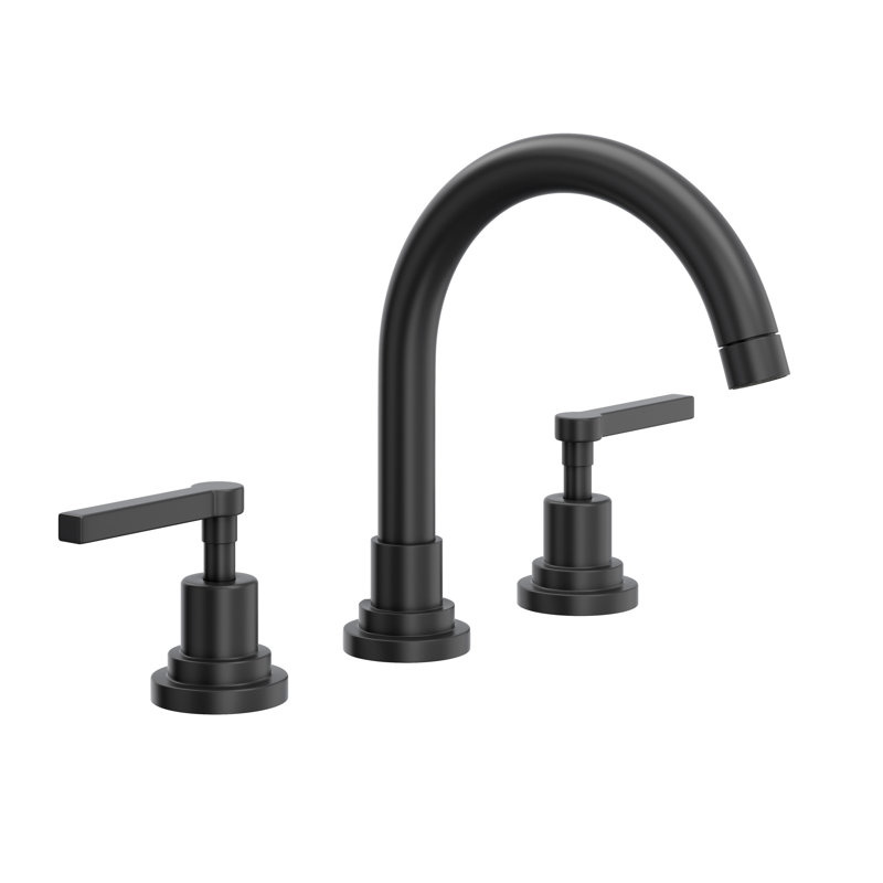 Lombardia® C-Spout Widespread Bathroom Faucet, Matte Black, Lever Handle