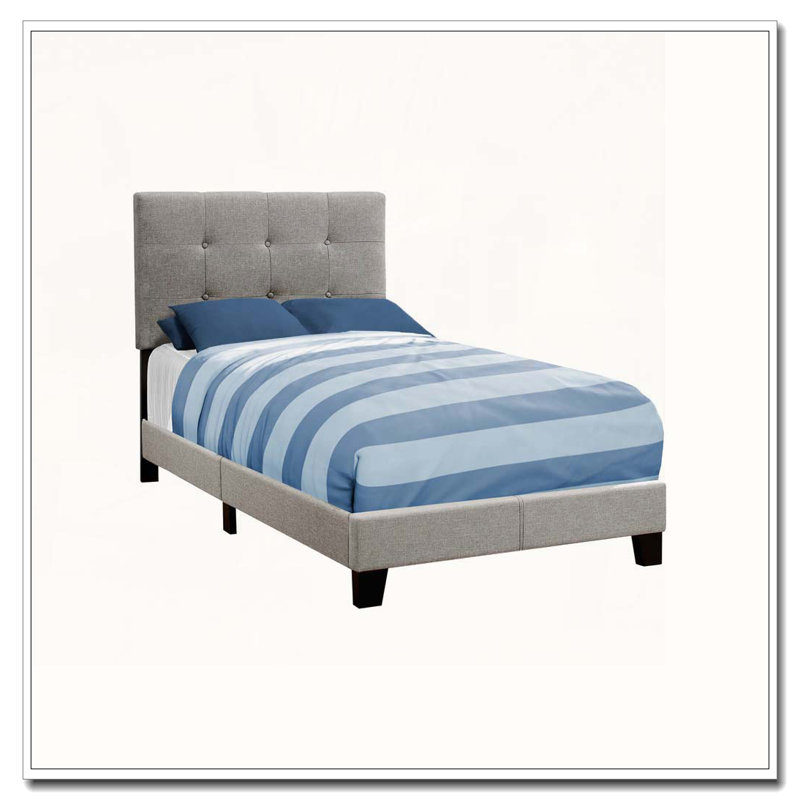 Lit plateforme tapissier, gris, Simple