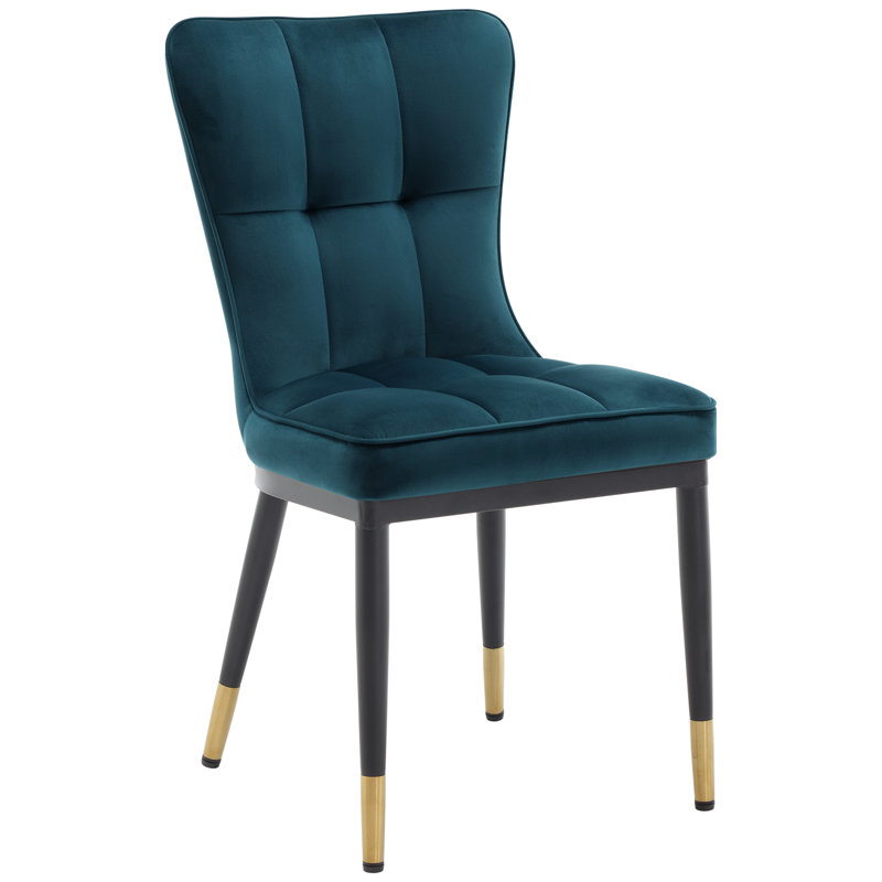 Chaise Parsons rembourrée et revêtue de velours, Bleu