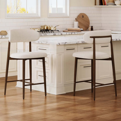 Ensemble de 2 tabourets de bar à hauteur de comptoir, tabourets de bar rembourrés modernes avec pieds en métal pour une assise confortable et un décor élégant