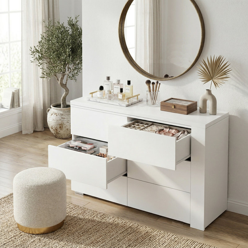 Commode 6 tiroirs avec bureau extensible