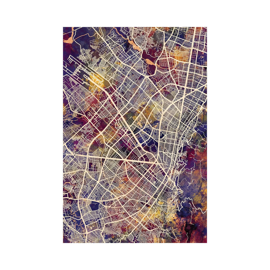Bogota Colombia City Map II by Michael Tompsett - Wrapped Canvas Gallery-Wrapped Canvas Giclée