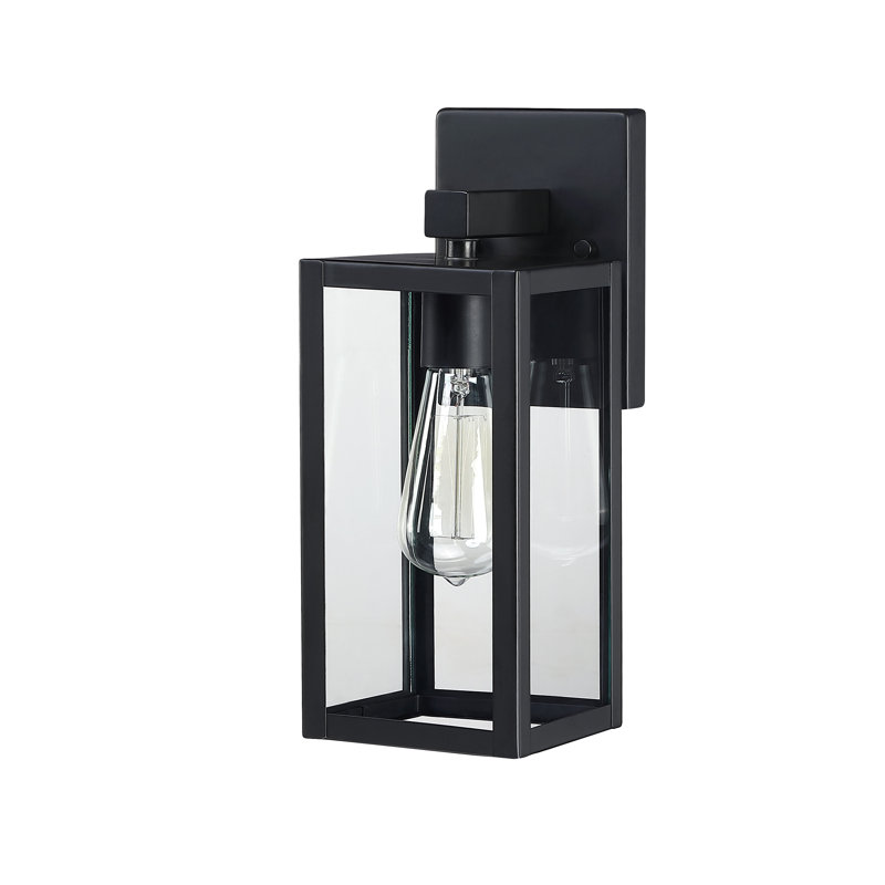 Tornillo Modern Outdoor Wall Light with Clear Glass Shade, 13" H x 5" W x 6" D, Matte Black