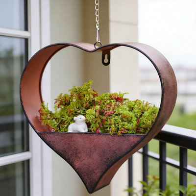 Heart Shaped Metal Wall Planter For Indoor And Outdoor Plants - Handmade Galvanized Hanging Planter For Garden, Patio, Balcony, And Home Decor