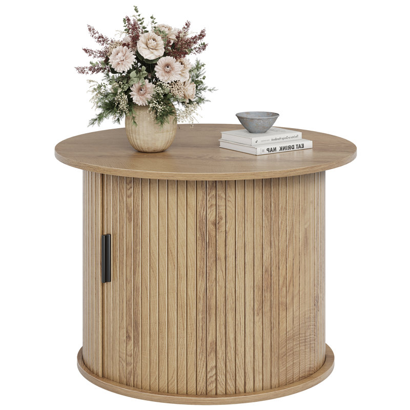 Round Small Center Coffee Table with Shelf Storage