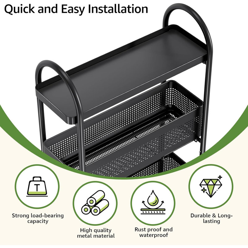 5-Tier Slim Rolling Storage Cart – Mesh Drawer Organizer with Lockable Wheels for Narrow Spaces