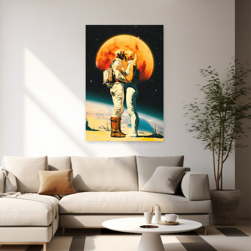 Art mural intergalactique, rétro, romantique, surréel, paysage, 60" H x 40" W