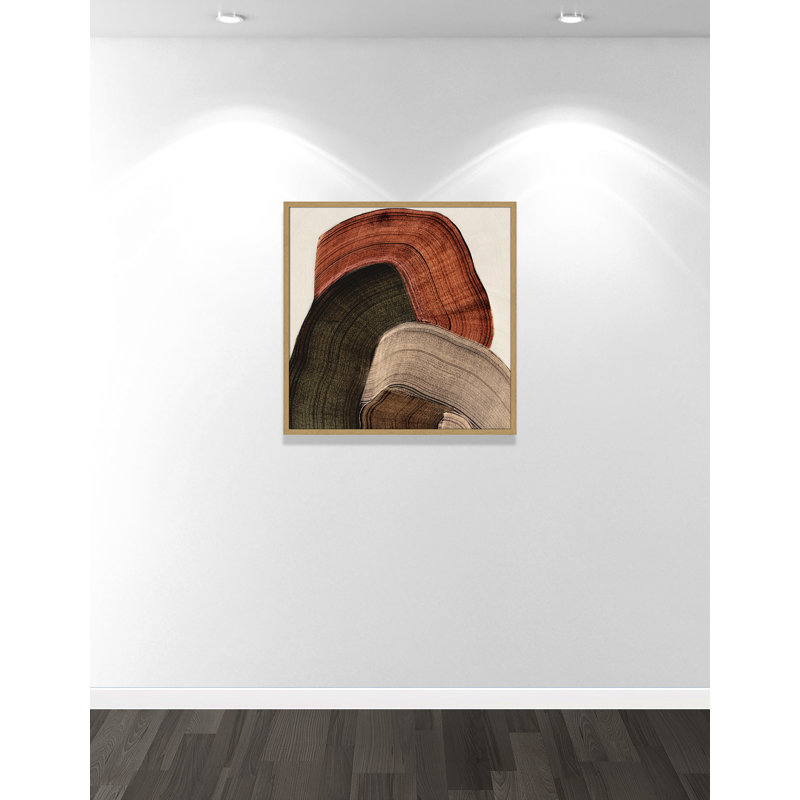 «Folded Earth I» par Casa Fine Arts, Grain de bois naturel, L 32 po x H 32 po, Framed Print