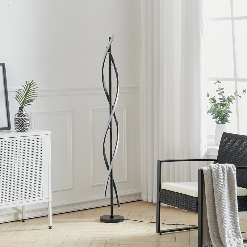 Asra Modern 60W LED Floor Lamp for Living Room, Black