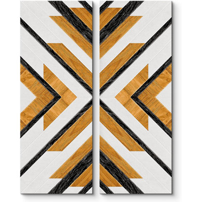 IDÉE4WALL, reproduction d'art sur toile, motif de coups de peinture géométrique Mid-Century coloré, formes abstraites, illustrations, art moderne décoratif bohémien, minimalisme géométrique multicolore pour chambre à coucher - 32 po x 12 po x 2 p