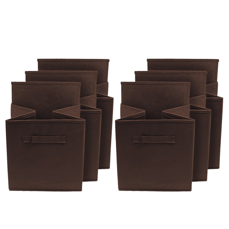 Sorbus 6 Pack 11" Foldable Fabric Storage Cube Bins with Handles, Chocolate