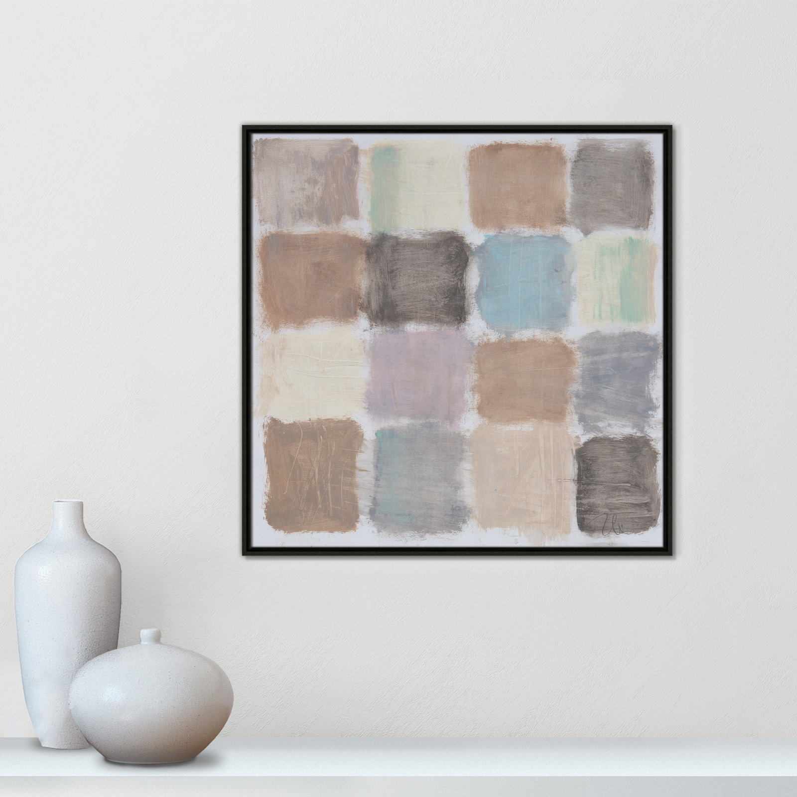 Veasey "Powder Room Reflections" Painting, Espresso, 31.5" H x 31.5" W x 2" D