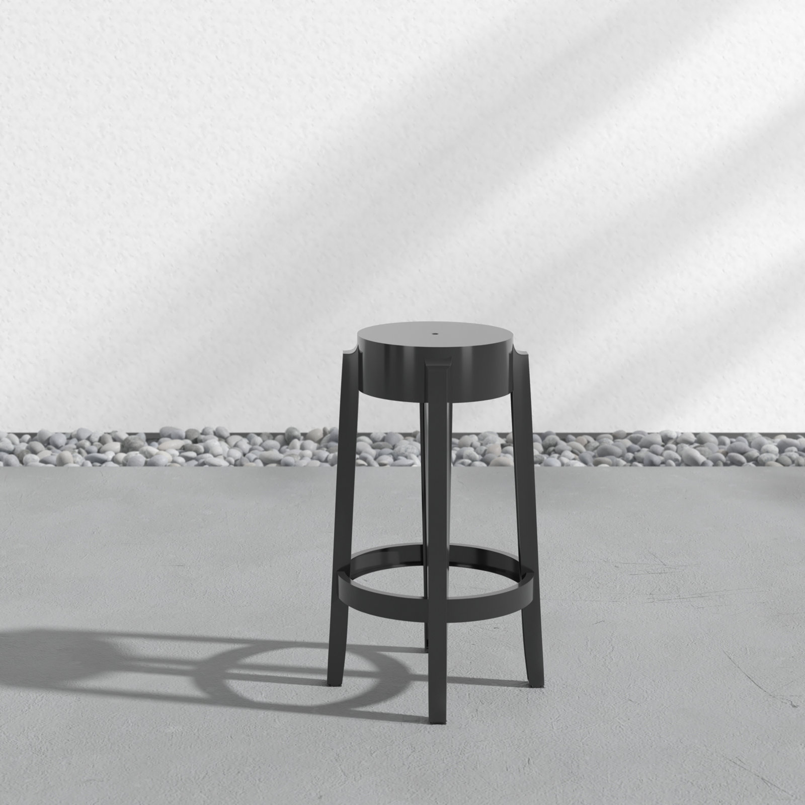 Charles Backless Outdoor Bar Stool, Glossy White, 25.59"