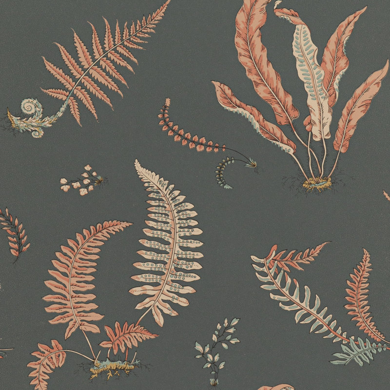 Wallpaper Roll, Coral/Charcoal