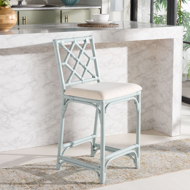 Tabouret de bar avec coussin Bhumi, Bleu pâle
