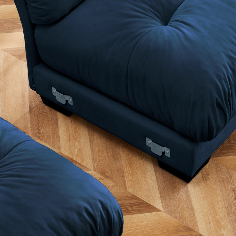 Canapé modulaire en U avec deux repose-pieds mobiles, canapé confortable, 34.99'' H X 129.98'' W X 61.82'' D, Bleu