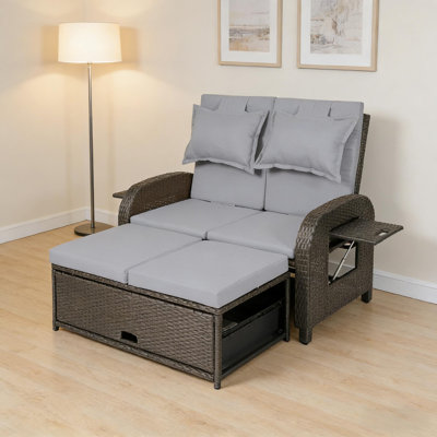 Méridienne convertible 3-en-1 avec coussin et appuis-tête