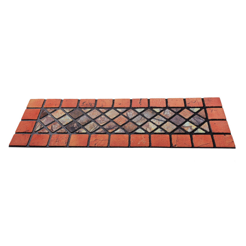 Non-Slip Indoor / Outdoor Doormat, Red/Grey