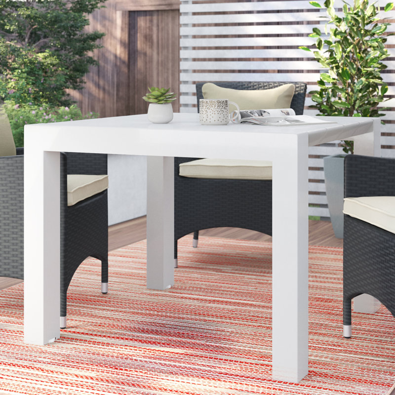 Outdoor Dining Table , 39'' in. W 39'' in. D, Rattan White