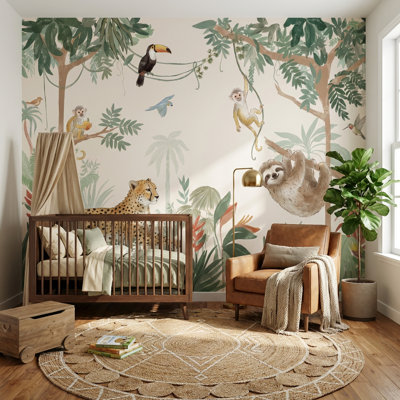 Papier peint jungle animaux tropicaux
