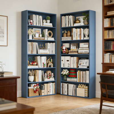 Ensemble de bibliothèque autoportante 6 niveaux à 2 niveaux, grande bibliothèque ouverte en bois pour la chambre à coucher, le salon et le bureau
