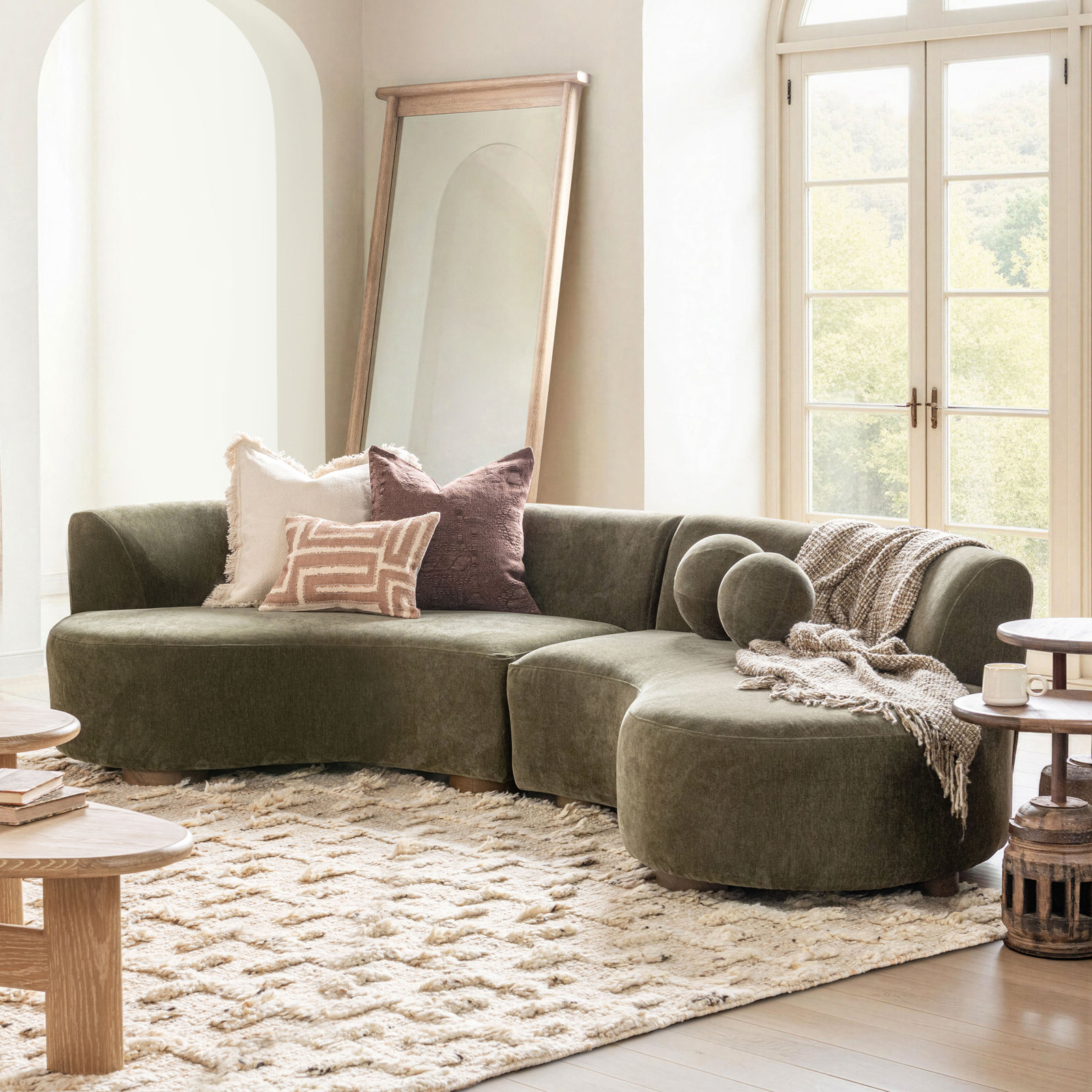Octavia Corner Sectional, Olive Moss